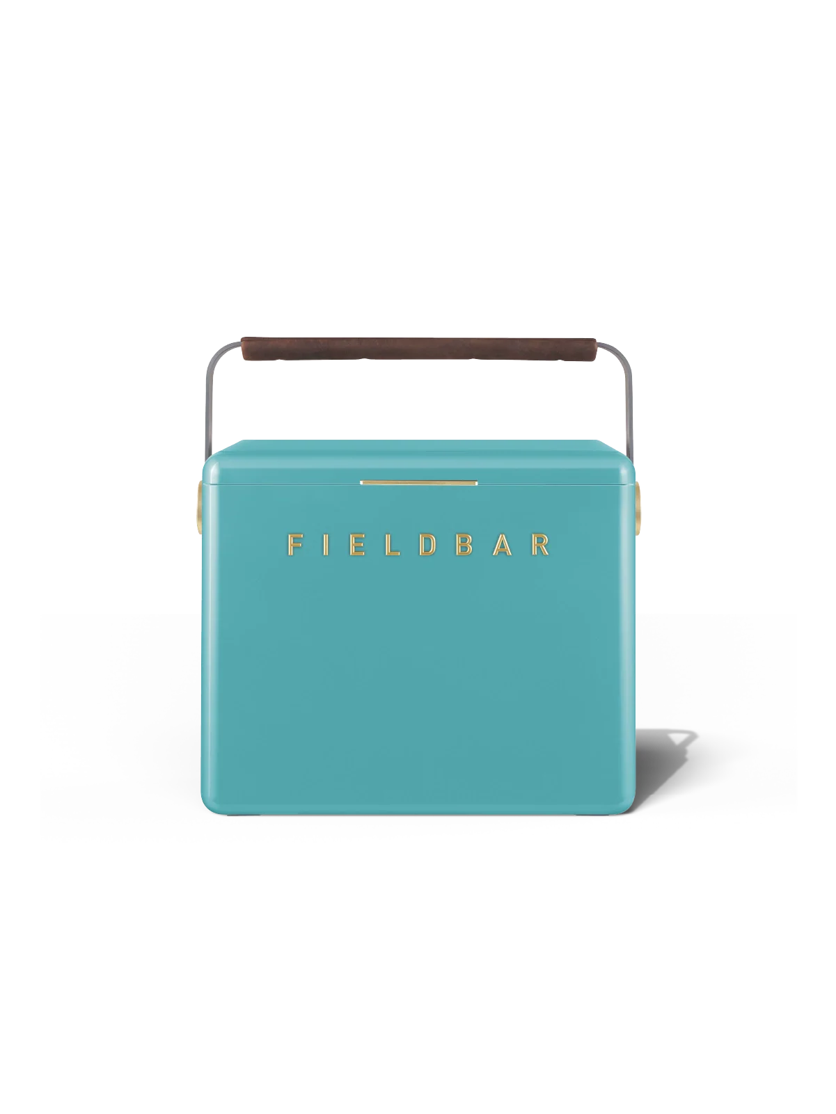 Teal cooler with 'FIELDBAR' branding on a white background