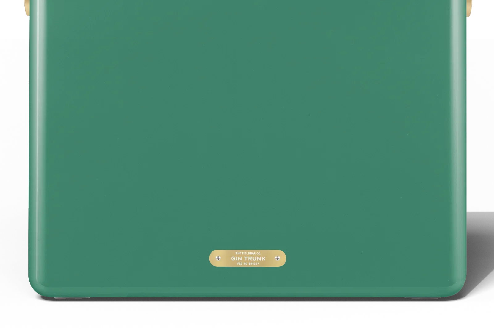 Dark gray electronic device with a gold label on a white background