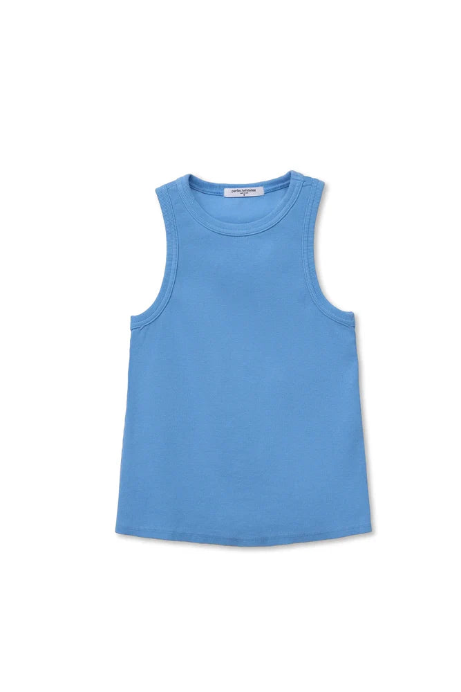 Blue tank top on a white background