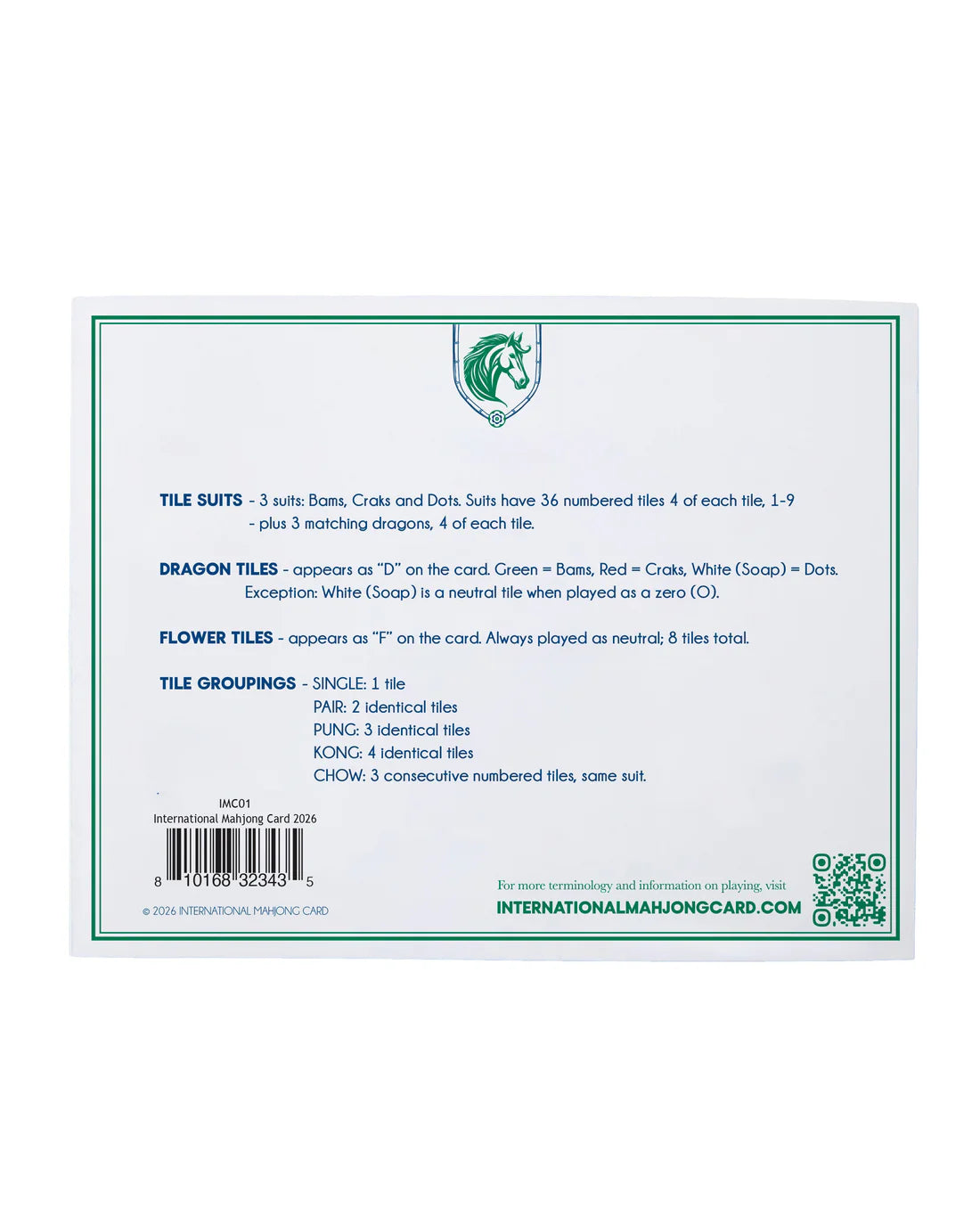 Back of a tile packaging with game rules and branding