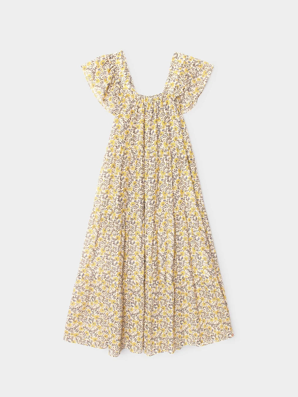 Yellow floral dress on a white background
