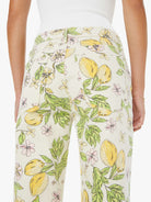 Floral and lemon patterned pants worn by a person