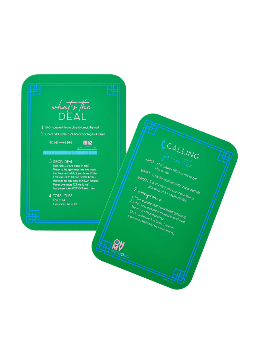 Two green cards with text on a white background