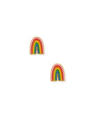 Pair of rainbow-shaped earrings on a white background