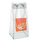Clear plastic bag with a Dolce Vita label on a white background