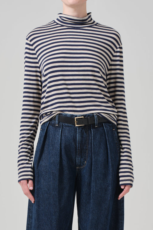 Alexandra Tneck Navy Stripe