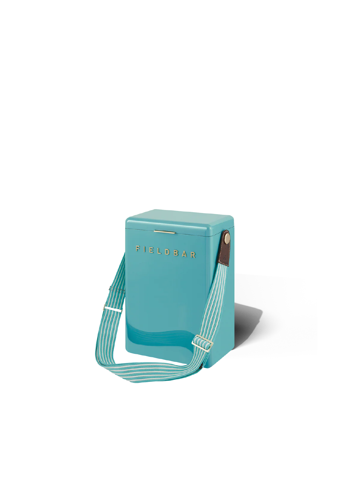 Turquoise phone case with a strap on a white background