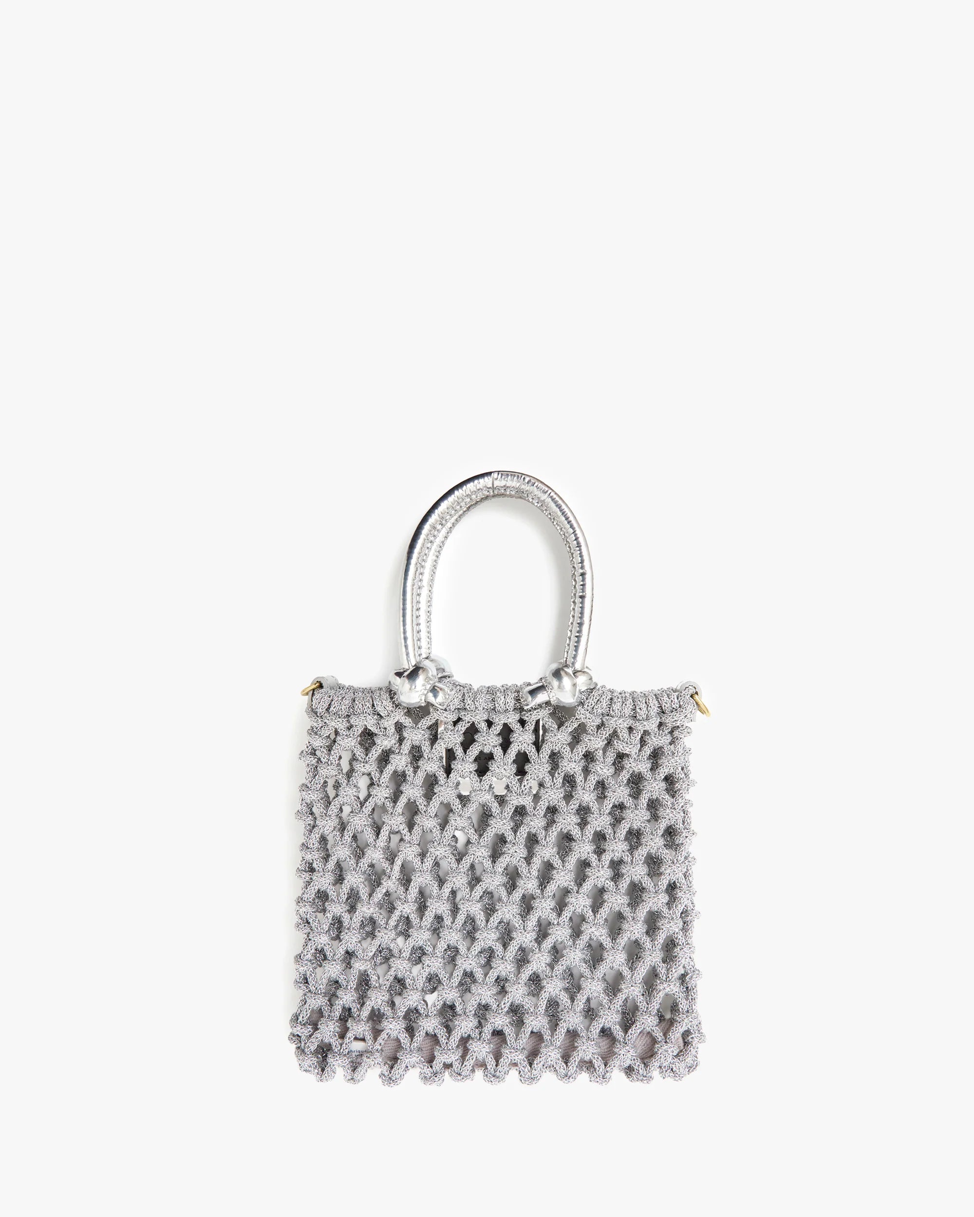 Small textured handbag on a white background