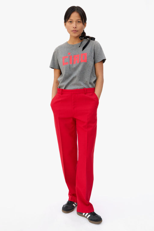 CIAO Classic Tee Grey Melange w/ Neon Coral