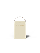 Beige lunch box with 'Fieldbar' branding on a white background