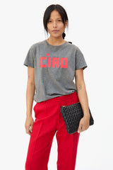 CIAO Classic Tee Grey Melange w/ Neon Coral