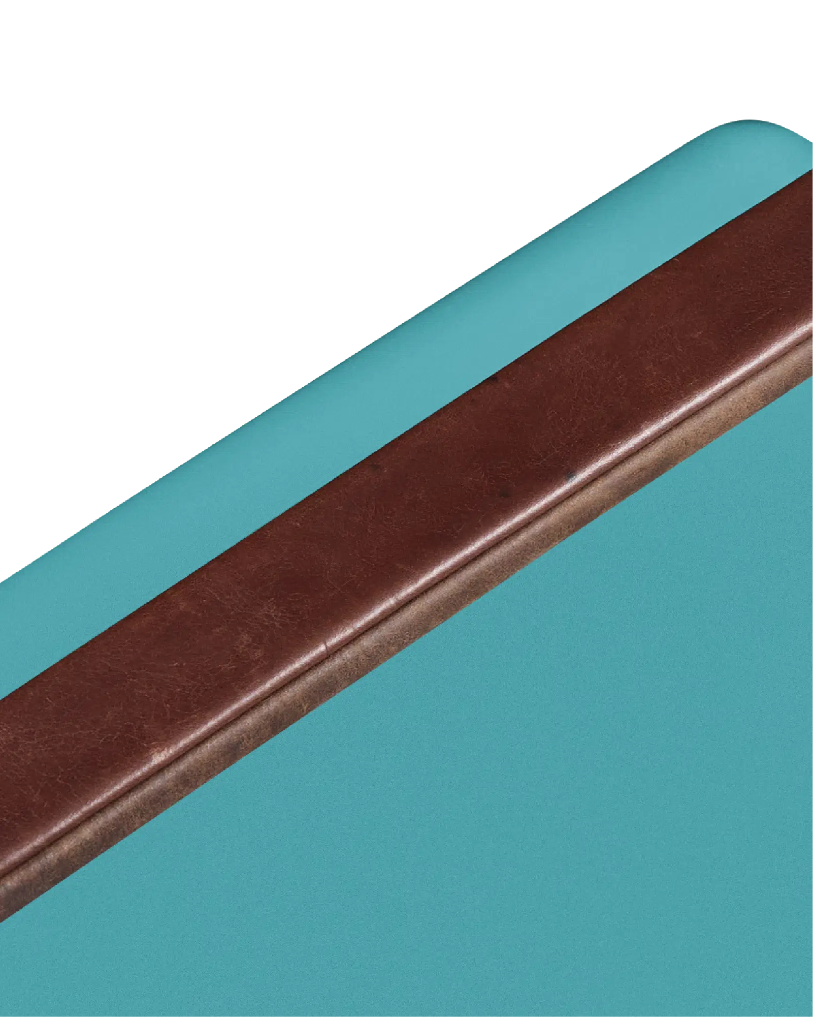 Brown leather strap on a turquoise background