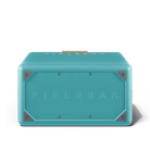 Teal rectangular box with 'FIELDBAR' branding on a white background