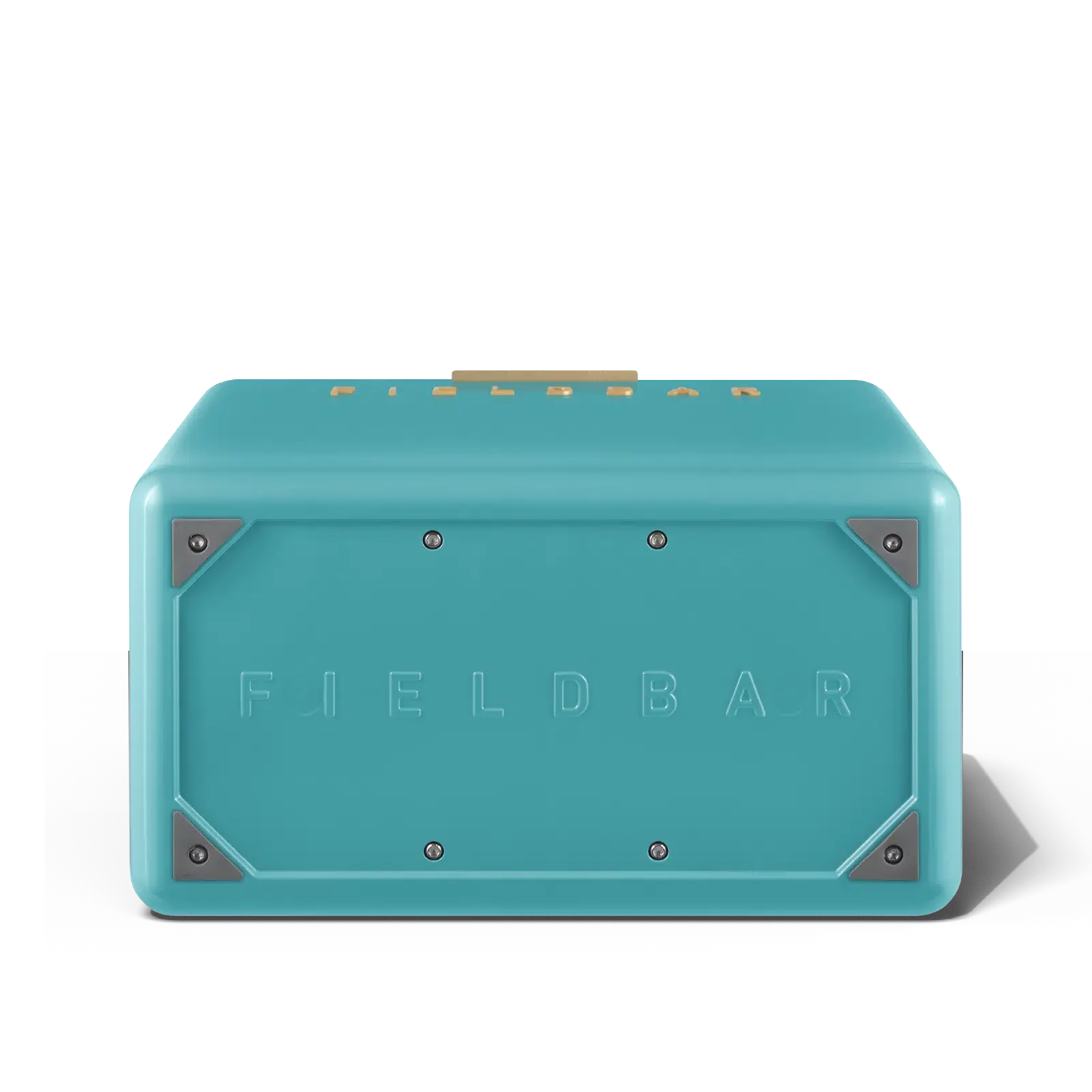 Teal rectangular box with 'FIELDBAR' branding on a white background