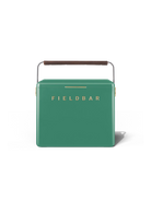 Green cooler box with 'FIELDBAR' branding on a white background