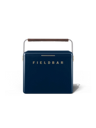 Navy blue cooler bag with 'FIELDBAR' branding on a white background