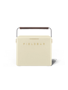 Cream-colored cooler bag with brown handle on a white background, featuring the 'Fieldbar' brand.