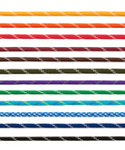 Set of colorful ropes with white pattern on a white background