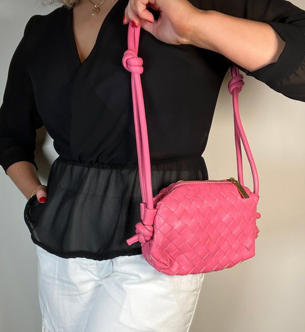 Braided Shoulder Bag - Pink