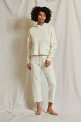 Beach Fleece Crop Hoodie Bright Ivory