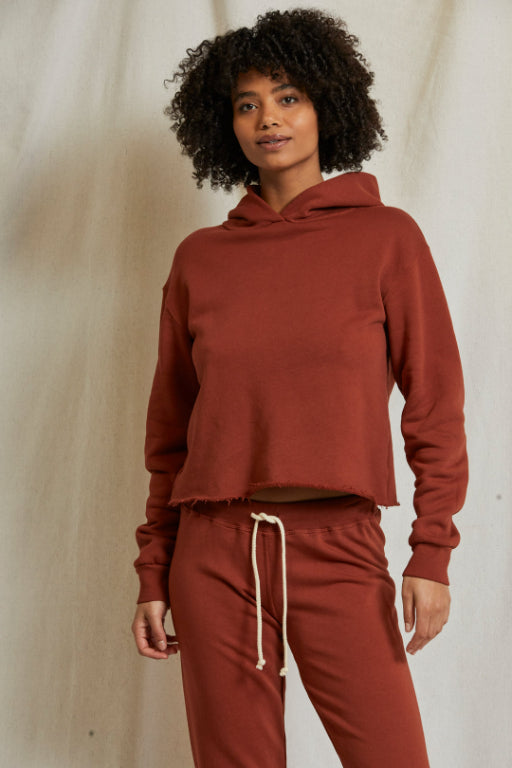 Beach Fleece Crop Hoodie Russet