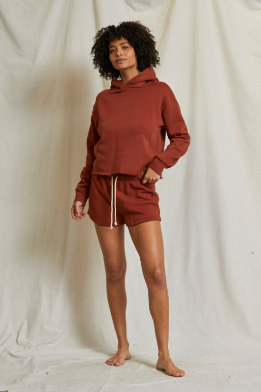 Beach Fleece Crop Hoodie Russet