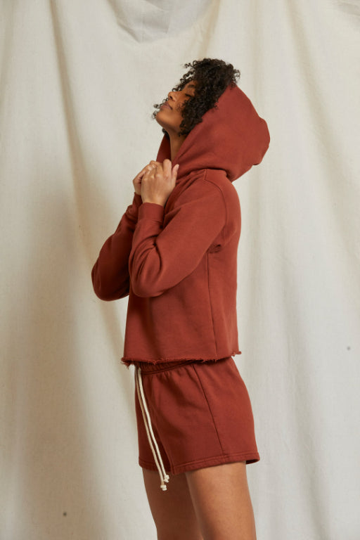 Beach Fleece Crop Hoodie Russet