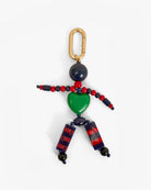 Colorful beaded keychain with a heart-shaped pendant on a white background