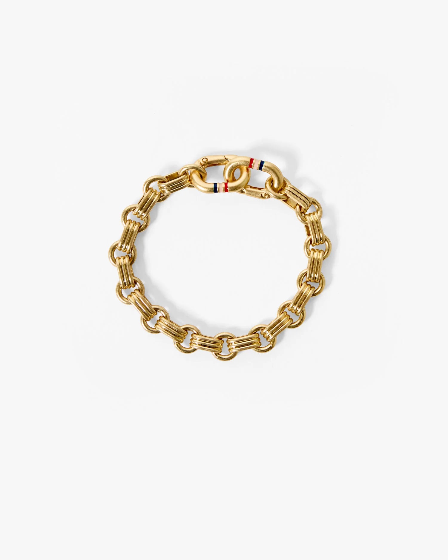 Gold chain bracelet on a white background