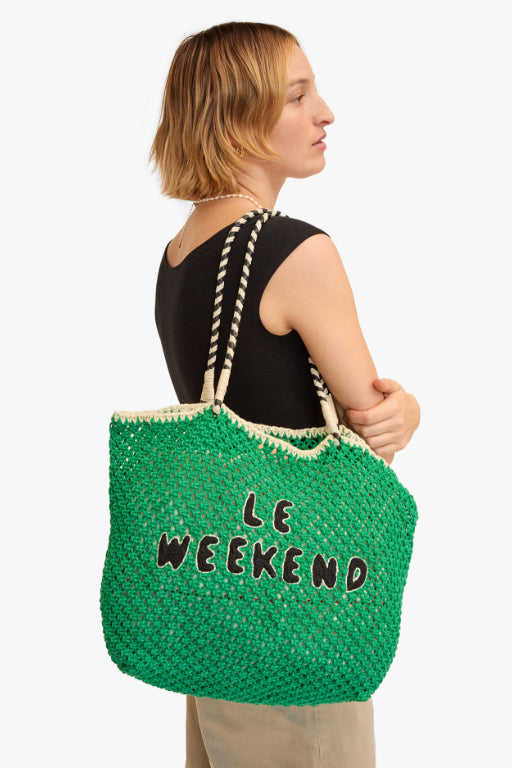 Lete Tote Green Crochet w/ Black Le Weekend