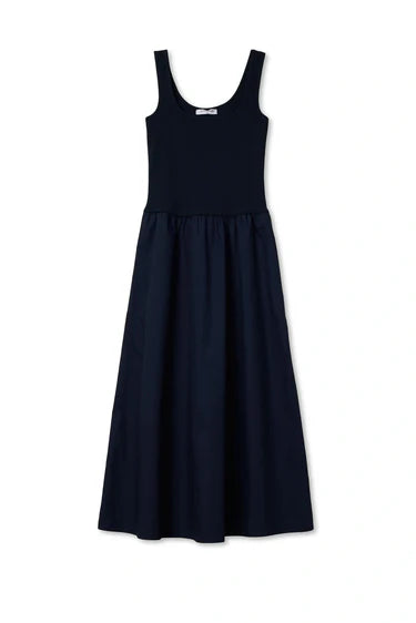 Black sleeveless dress on a white background