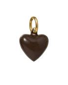 Brown heart-shaped pendant with gold chain on a white background