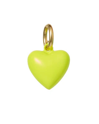 Yellow heart-shaped pendant with gold chain on a white background