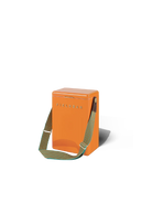 Orange cooler bag with a strap on a white background