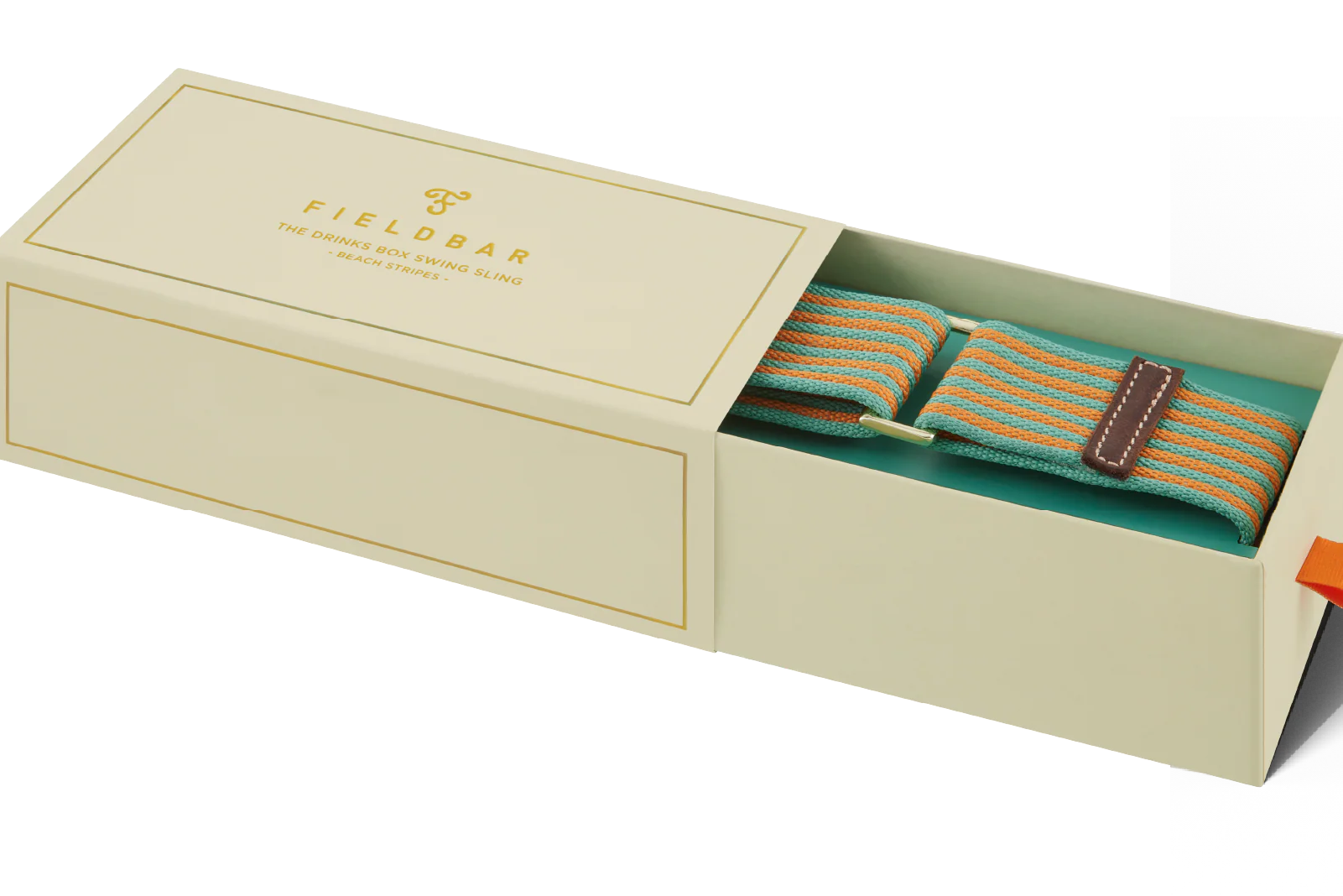 Striped socks in a Fieldbar branded box on a white background