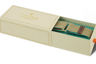 Striped socks in a Fieldbar branded box on a white background