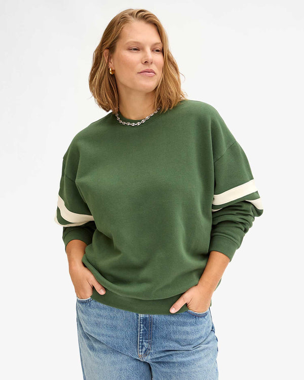 The Oversized Varsity Sweatshirt in Forest