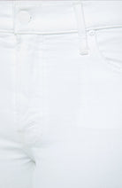Close-up of white denim fabric with stitching details
