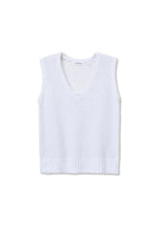 White ribbed knit tank top on a white background