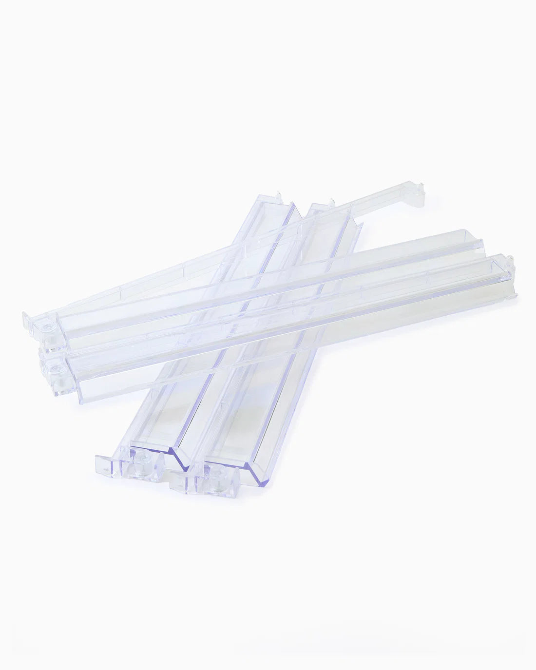 Clear plastic straws on a white background