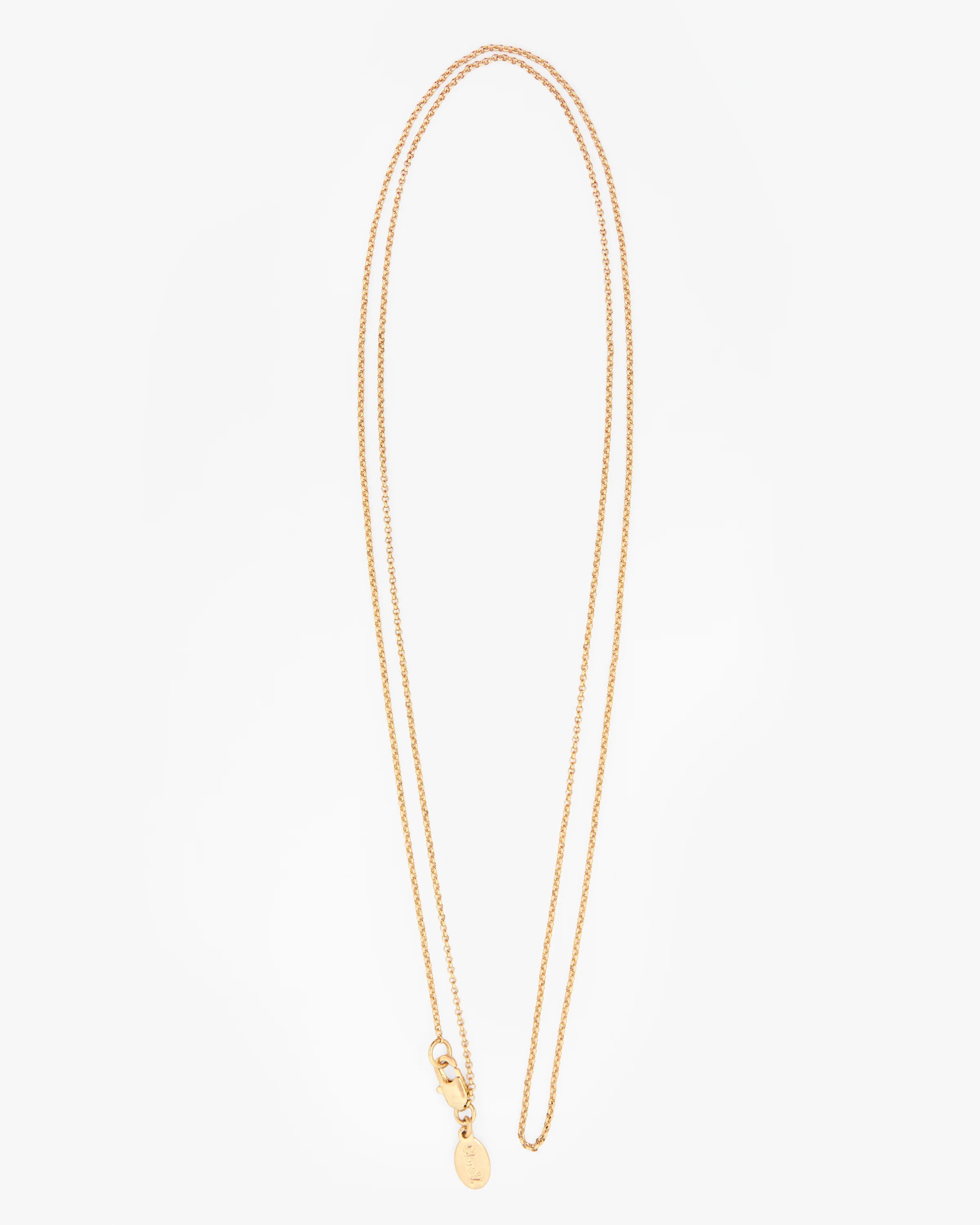 Gold necklace on a white background