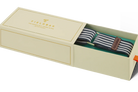 Striped socks in a Fieldbar branded box on a white background