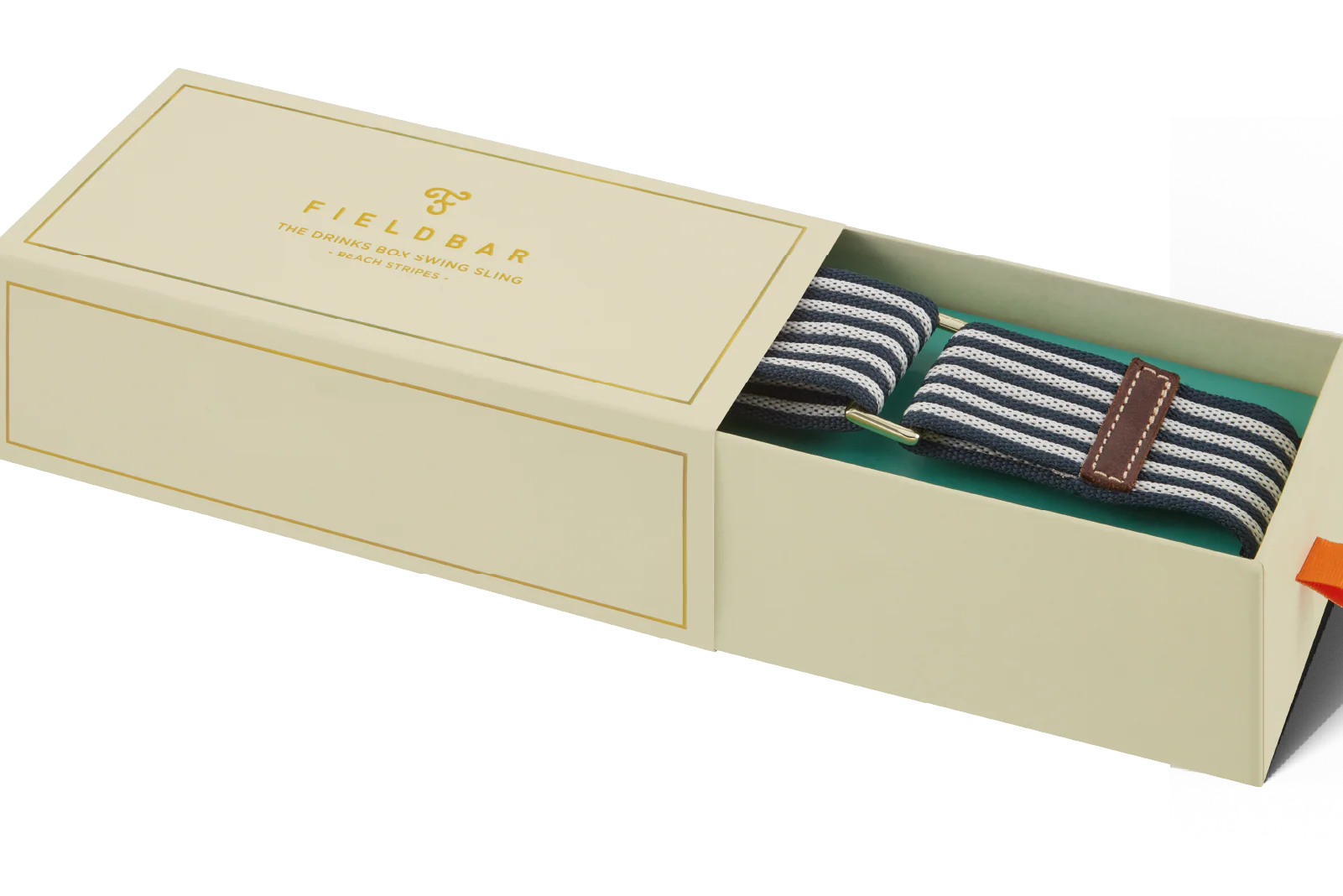 Striped socks in a Fieldbar branded box on a white background