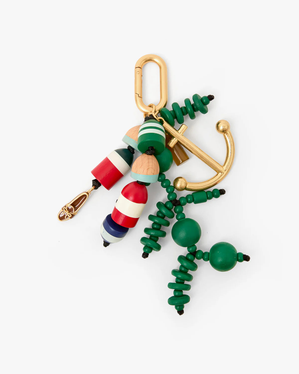 Colorful keychain with beads and an anchor on a white background