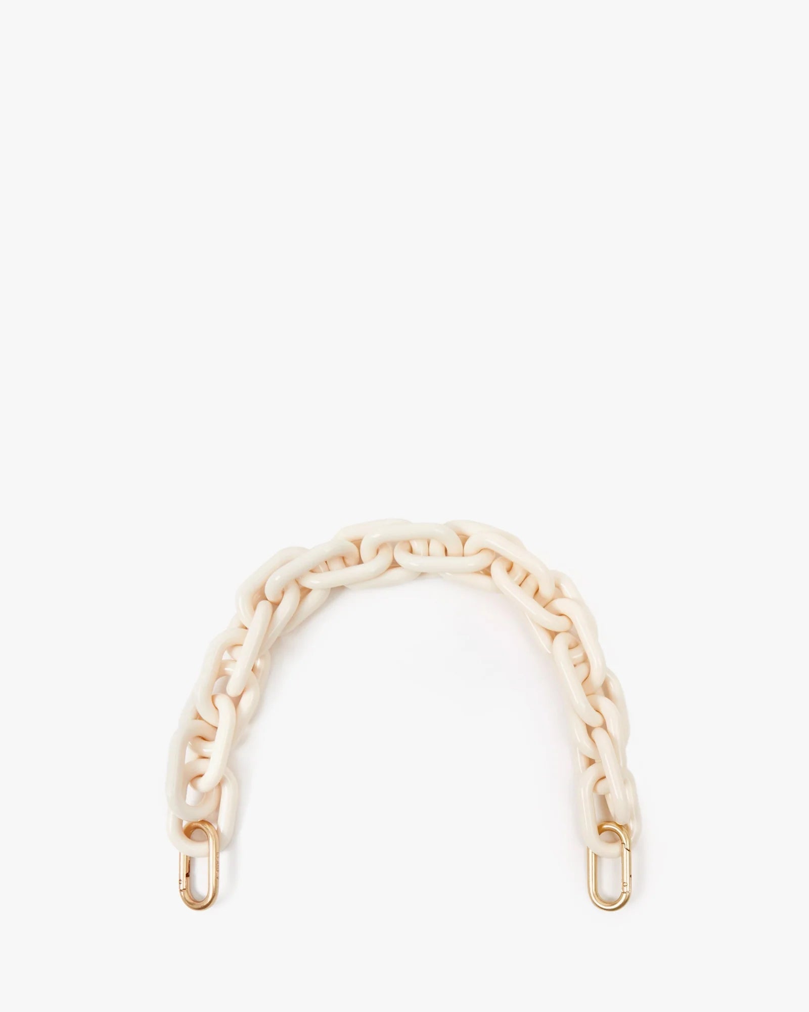 Cream-colored chain belt on a white background