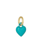 Blue heart-shaped pendant with gold chain on a white background