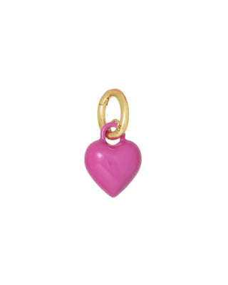 Pink heart-shaped pendant with gold chain on a white background