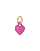Pink heart-shaped pendant with gold chain on a white background