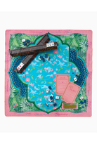 Colorful board game with pieces and cards on a decorative mat