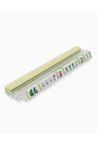 Rectangular container with wooden slats and a decorative label on a white background
